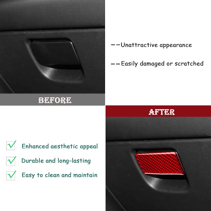Real Carbon Fiber Trim for Chevy Malibu 9th Gen Accessories | for 2016-2024 Glove Box Switch Handle Panel Sticker Interior Thick Overlay Decal
