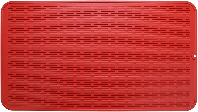 MicoYang Silicone Dish Drying Mat for Multiple Usage,Easy clean,Eco-friendly,Heat-resistant Silicone Mat for Kitchen Counter or Sink,Refrigerator or Drawer Liner Red 4XL 32 inches x 18 inches