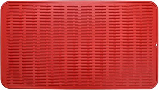 MicoYang Silicone Dish Drying Mat for Multiple Usage,Easy clean,Eco-friendly,Heat-resistant Silicone Mat for Kitchen Counter or Sink,Refrigerator or Drawer Liner Red 4XL 32 inches x 18 inches