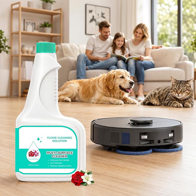 Floor Cleaning Solution for eufy C20/C28/E25/E28/X10 Pro Omni Robot Vacuum | Deeply Cleans Various Hard Floors Without Leaving any Residue. 473ml, 16 Fl Oz, Mixed Floral Fragrance 2 Pack