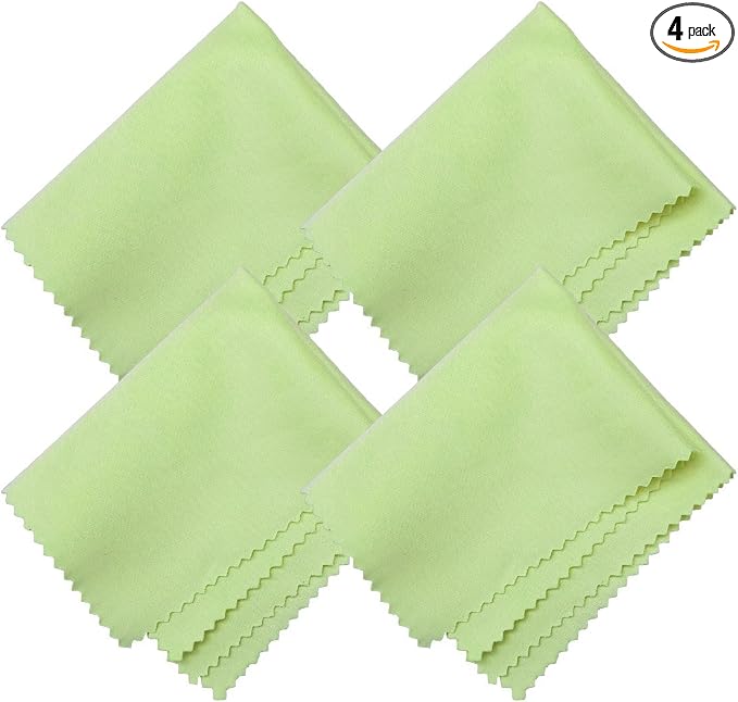 Microfiber Screen Cleaning Cloths, HTTX 4-Pack 6 x 7 inches for Cell Phones, Tablets, LCD TV, Laptop, Camera Lenses, Surface Tablet, Monitor, Car GPS Screens, Spectacles, Glasses, Watches [Green]