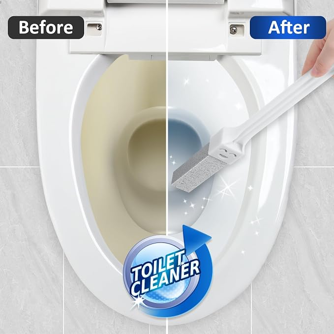 Navona 10 Pack Pumice Stone Toilet Bowl Cleaner with 2 Extra Long Handle,Pumice Stone Scouring Sticks for Toilets, Bathrooms, Kitchens, Spas and Pools