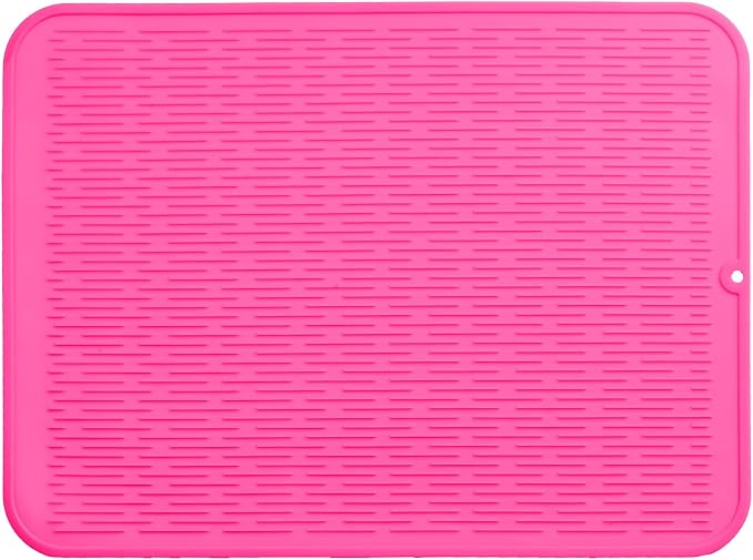 MicoYang Silicone Dish Drying Mat for Multiple Usage,Easy clean,Eco-friendly,Heat-resistant Silicone Mat for Kitchen Counter or Sink,Refrigerator or Drawer Liner Rose 2XL 24 inches x 18 inches