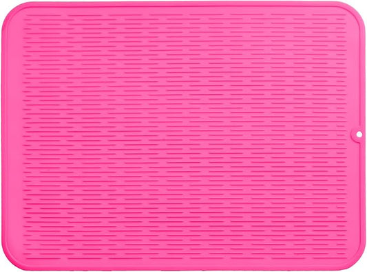 MicoYang Silicone Dish Drying Mat for Multiple Usage,Easy clean,Eco-friendly,Heat-resistant Silicone Mat for Kitchen Counter or Sink,Refrigerator or Drawer Liner Rose 2XL 24 inches x 18 inches