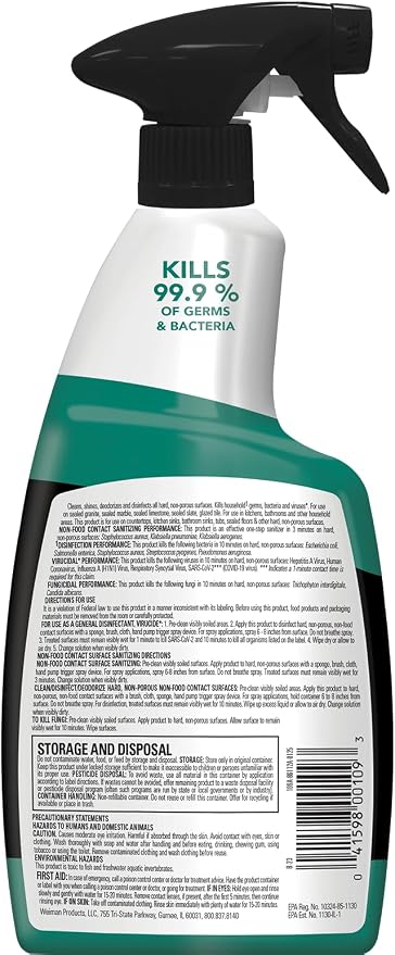 Weiman Disinfectant Granite Daily Clean & Shine, 24 Fl Oz (Pack of 1)