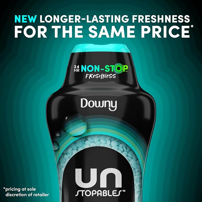 Downy Unstopables in Wash Scent Booster Beads, Fresh Scent, 24 oz, White, Laundry Beads for Odor Protection, Scent Booster Beads, Laundry Scent Boosters