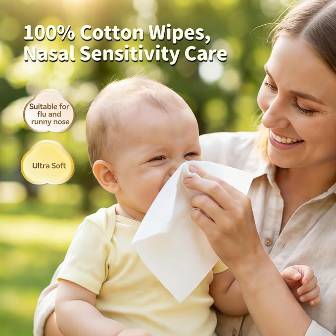 Winner 100% Cotton Dry Wipes, USDA Certified Baby Wipes, 33% Thicker & Ultra Soft, Hypoallergenic & Unscented for Baby Sensitive Skin, Wet/Dry for Diaper Changes, Meals & Cleanup, Pack of 3, 240 pcs