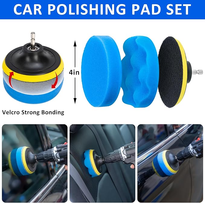 30Pcs Car Detailing Brush Set, Car Detailing Kit, Auto Detailing Drill Brush Set, Car Detailing Brushes, Car Wash Cleaning Tools Kit for Interior, Exterior, Wheels, Blue
