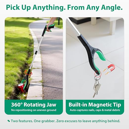 4 Pack 32 Inch Grabber Reacher Tool, Heavy Duty Trash Grabber Tool | Trash picker upper grabber and grabbers for seniors, with 4 color-coded tools for home, yard and daily outdoor cleanup.