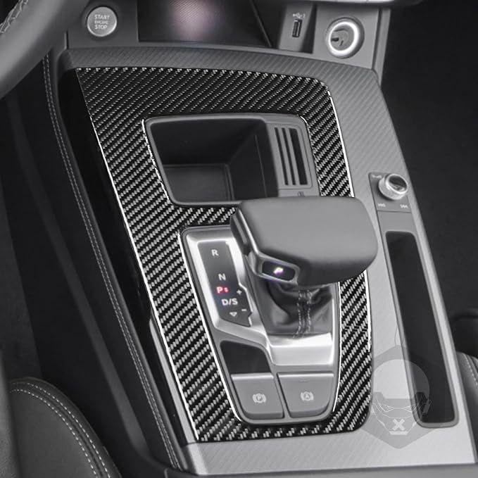 Real Carbon Fiber Trim for Audi 80A Q5 Accessories | for SQ5 2018-2025 Console Gear Shift Panel Frame Cover Sticker Interior Thick Overlay Decal - B