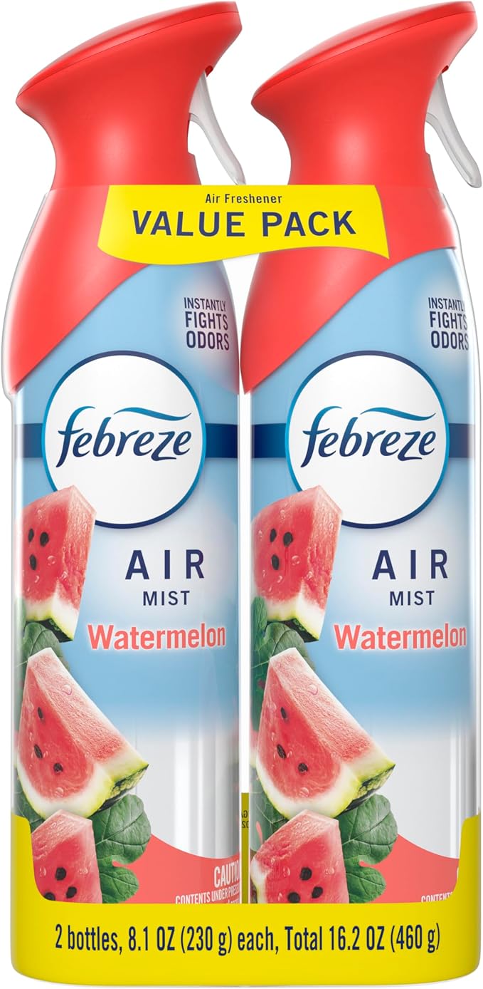 Febreze Air Mist, Air Freshener Spray, Odor Fighting Room Spray, Deodorizer for Home Bathroom Kitchen Office Apartment Dorm Room Classroom, Watermelon Scent, 8.1oz (Pack of 2)