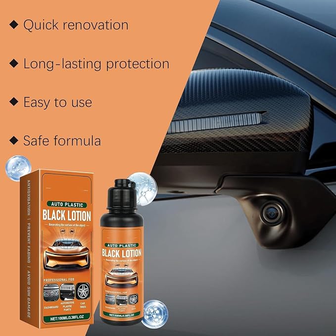 Auto Plastic Restorer Kit, 100ml Car Interior Care Restorer Kit with Sponges, Auto Plastic Black Lotion, Interior Scratch Remover Cleaner, Can Restore The Luster Of Faded Plastics and Rubbers (1pcs)