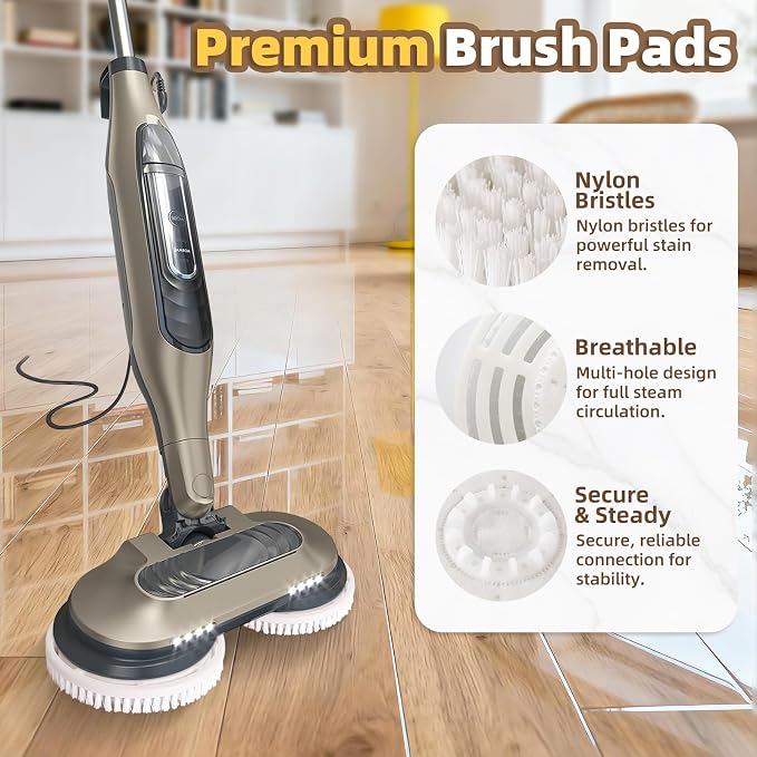 2 Pack Upgraded Steam Mop Brush Pads for Shark Steam & Scrub Mop | Powerful Short Bristle for Deep Clean & Polish Hard Floors, Compatible with Shark S8201, S8001, S8002BRN, S7001 series