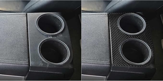 Rear Cup Holder Panel Trim Stickers Fit for Ford Expedition 2007-2014 | Real Soft Carbon Fiber|Cup Holder Panel Decals Accessories Decorations|Thick Overlay|Anti-scratch|Self-adhesive