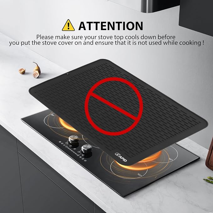 Extra Large 30 x 24 Inch Silicone Dish Drying Mat for Dish Drying Rack , Easy Clean Silicone Drying Mat for Kitchen Counter , Non-Slip Dishes Drain Mat , Heat Resistant Silicon Dish Matt, Black, SAPID