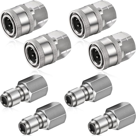 4 Sets NPT 1/4 Inch Pressure Washer Coupler Quick Connect Plug Male Female 1/4 Quick Connect Fittings Pressure Washer Adapters Accessories(Internal Thread)