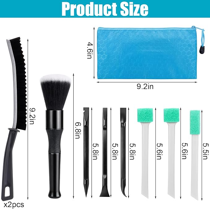XANGNIER Car Detailing Kit Interior,Car Interior Cleaner Brush Set,10 Pcs | Car Care Detail & Cleaning Supplies Accessories Kits Tool,Suitable for Auto,SUV,Truck,Sedan,Dashboard,Panel,Viking