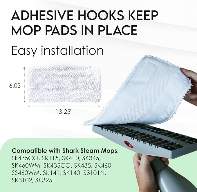 Turbo Microfiber 4-Pack Mop Pads for Shark Steam Mop SK Series & S Series - Shark Steam Replacement Pads