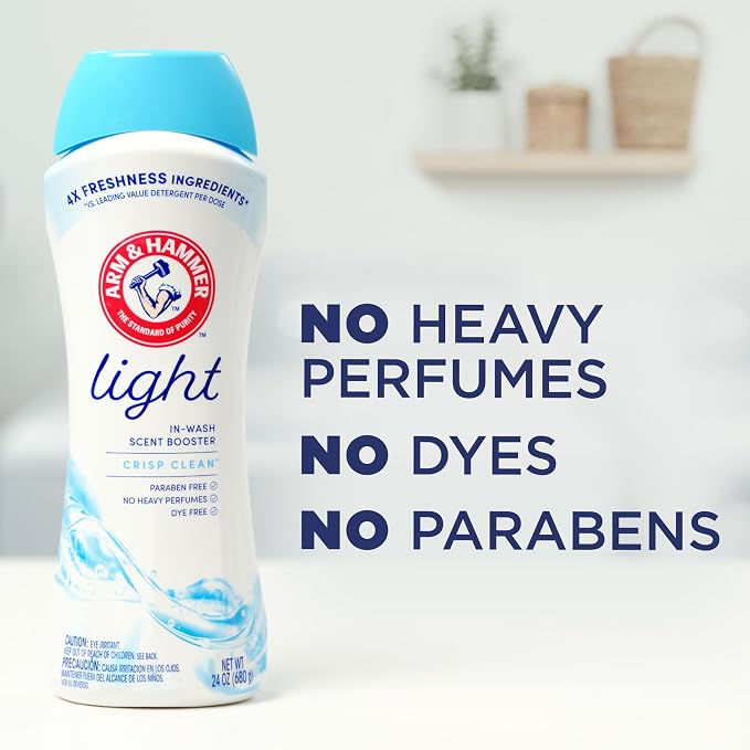 ARM & HAMMER Light In-Wash Scent Booster, Laundry Scent Booster Crisp Clean scent, 24 Oz