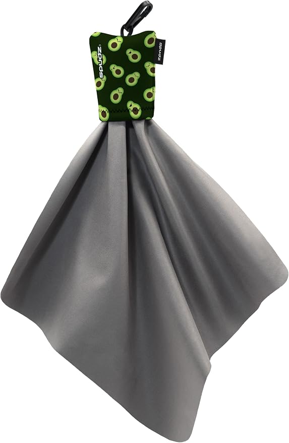 SPUDZ Classic Microfiber Lens Cleaner – Clip-On Pouch, Washable – for Binoculars, Scopes, Glasses, Screens | Classic | Avocado, 10 x 10 Inch
