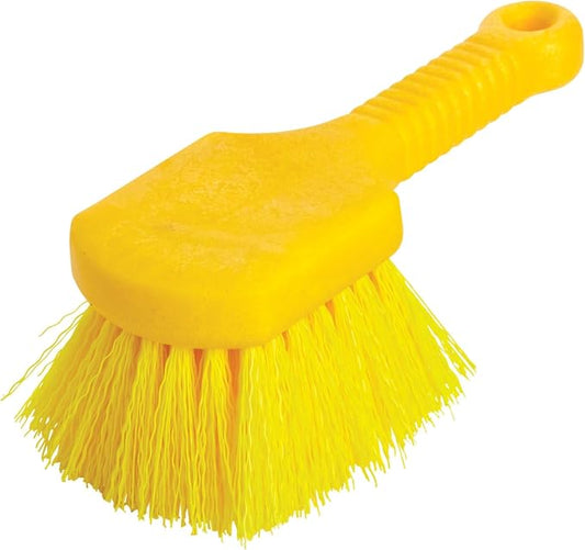 Rubbermaid Commercial 8" Utility Scrub Brush, Plastic Handle, Synthetic Bristles, Cleaning, Multi Purpose, Heavy Duty, Outdoor, Wheels and Tires (Pack of 6)