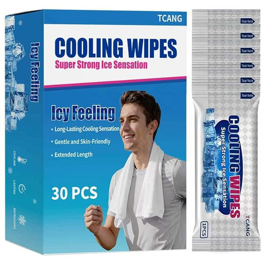 30 Pack Disposable Cooling Wipes, Individually Wrapped No-Rinse Cooling Towels, (25''x 9.84'') Extra-Thick Oversized Ice Towel for Sports, Travel, and Camping in Hot Weather (White)