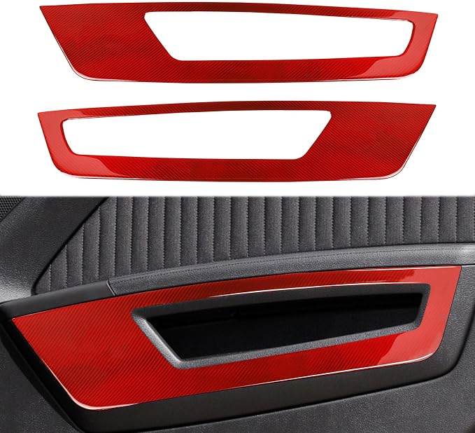 Real Carbon Fiber Trim for Ford Mustang Accessories | for 2009 2010 2011 2012 2013 2014 Front Inner Door Panel Interior Thick Overlay Decal