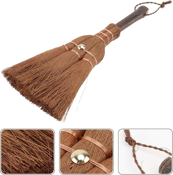 Small Metal Dust Pan and Brush for Fireplace, Garage, Shop, 9" Wide | Heavy duty dustpan for outdoor indoor camping rv, Natural soft hand broom for bench counter woodworking woodstove anti-static