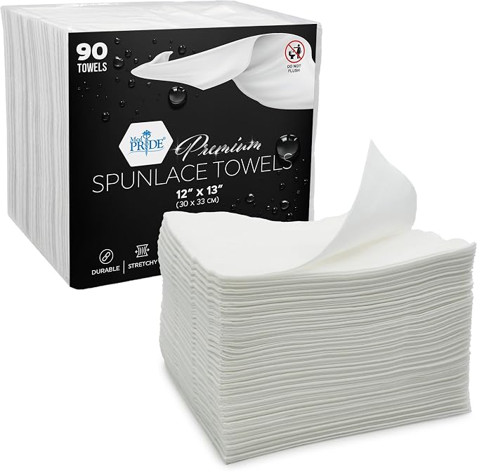 MED PRIDE Premium Spunlace Towels 12x13 in,Soft,Lint-Free,Latex-Free,90 Ct