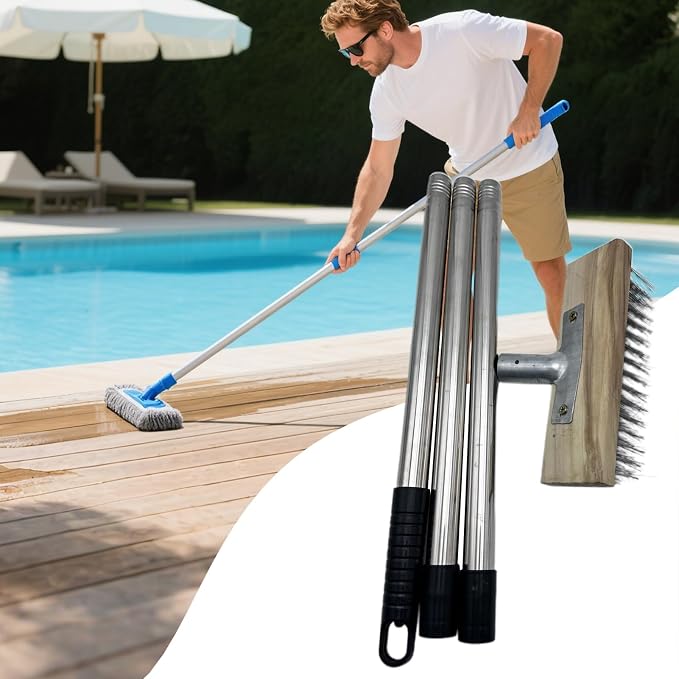 Stainless Steel Wire Brush Hard Wire Bristles Long Handle Stainless Steel | Long Handled Scrub Brush Long Handle Outdoor Moss Bathroom Tub Wall Floor Deck Carpet Boat Garage Patio House Ex