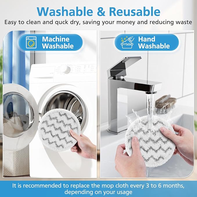 3897A Pads Replacement for Bissell SpinWave SmartSteam Scrubbing Steam Mop | ONLY for 3897A / 3712 Model, Washable & Reuseable Rotating Steam Cleaner Mop Refill Head Pads, 6 Pack