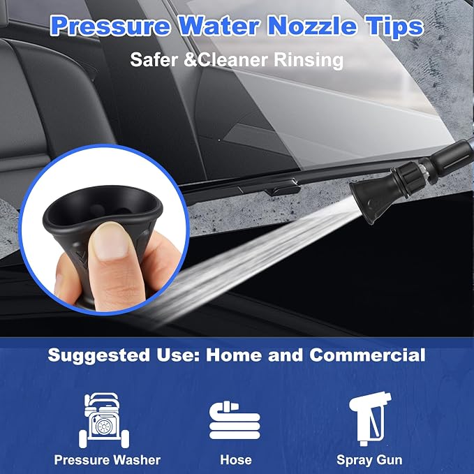 Pressure Washer Nozzle Guard,2 Pack 25 Degree/40 Degree Pressure Washer Nozzle with Protector Holder,High Efficiency Cleaning,Power Washer Tips with 1/4" Male Quick Connect,Stainless Steel