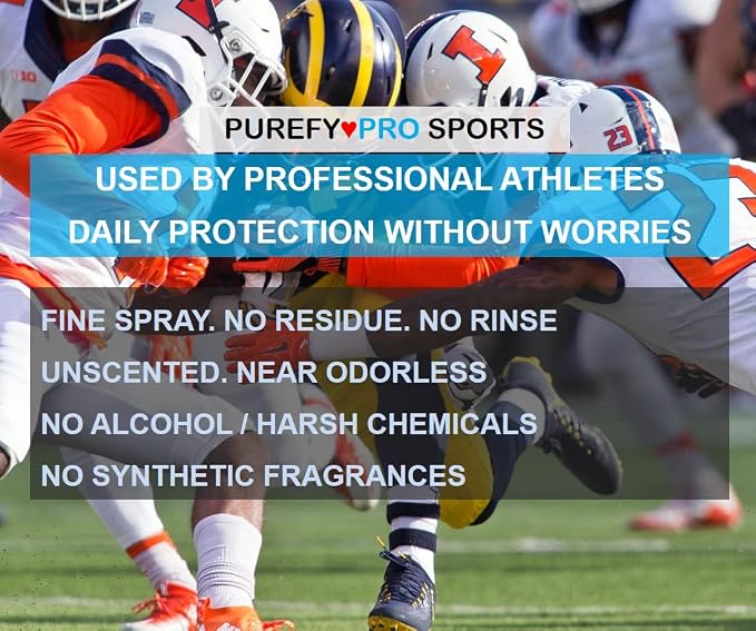 Purefypro Sports Equipment Disinfectant Spray - (4oz, 2pk) Kills 99.9999% MRSA, HIV, Athlete Foot Fungus, Virus and Fungi. No Rinse, No Residue. Sports Pads, Yoga Mats, Shoes, Boxing Gloves Euipment