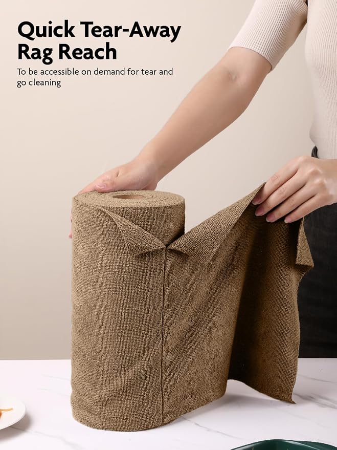 Fantasticlean Microfiber Cleaning Cloth Roll- 40 Sheets, 12" x 12" (Tan) | Super Absorbent, Lint-free, Tear-away Microfiber Towel Roll, for All-Purpose Cleaning