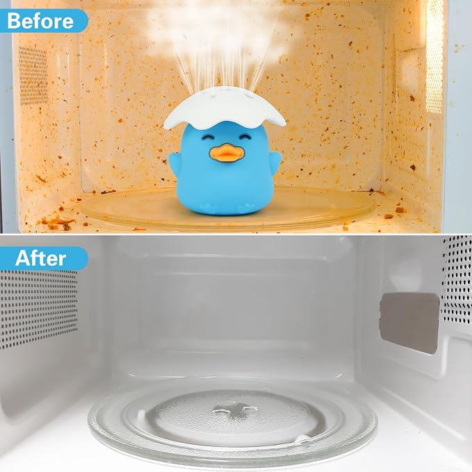 NEW Microwave Steam Cleaner, Duck Microwave Cleaner, Just Add Vinegar and Water, Cut Cleaning Time by Half, Kitchen Gifts Accessories Gadgets (Blue)