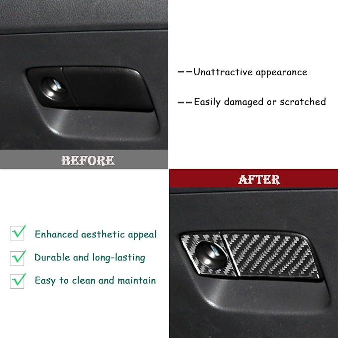 Real Carbon Fiber Trim for Honda CRV Accessories | for CR-V 2012 2013 2014 2015 2016 Passenger Glove Box Switch Handle Cover Sticker Interior Thick Overlay Decal