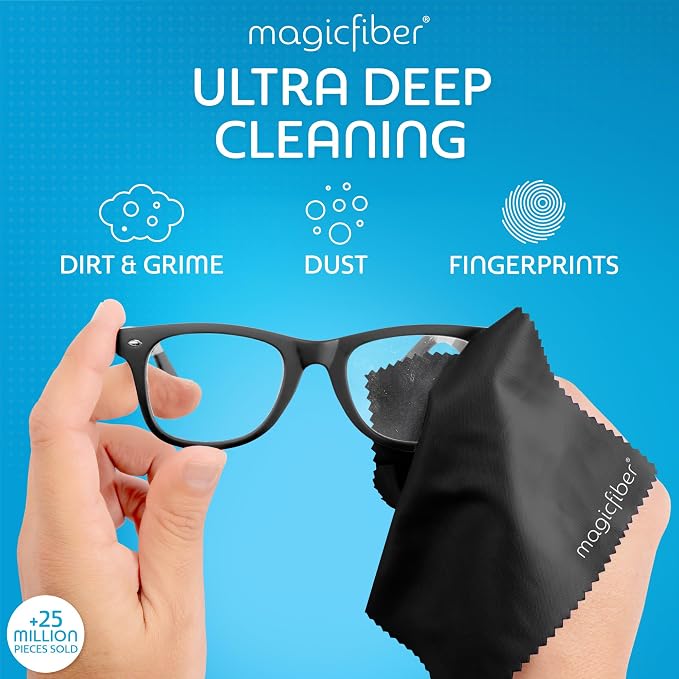 MagicFiber Glasses Cleaner Spray & Cloth Kit, Eye Glass & Lens Cleaner | Great for Eyeglass Cleaning, Phone, VR & Reading Glasses