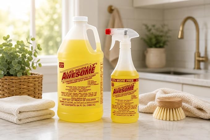 La's Totally Awesome All Purpose Cleaner & Degreaser, 24 oz Spray + 64 oz Refill, Multi Surface Cleaner, Kitchen & Bathroom Cleaner, Grease Remover for Floors, Tile & Countertops