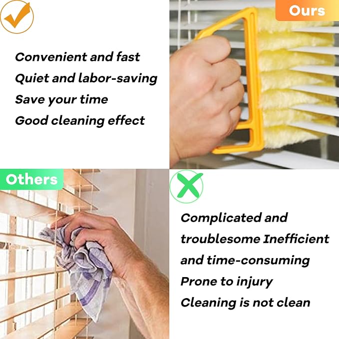 AOCEAN 2 Pcs Blind Cleaner Duster Tool, 7-Finger Dusting Cleaner Tool for Window & Air Vent, Washable Handheld Microfiber Duster Brush for Blinds Dust Dirt