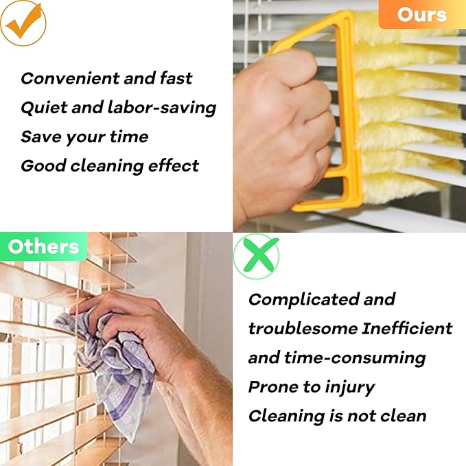AOCEAN 4 Pcs Blind Cleaner Duster Tool, 7-Finger Dusting Cleaner Tool for Window & Air Vent, Washable Handheld Microfiber Duster Brush for Blinds Dust Dirt