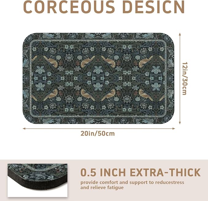 Dish Drying Mat for Kitchen Counter 12x20 Inch, Boho Quick Dry Coffee Mat | Made of super absorbent diatomite that quick dries dishes, coffee machine & sink area. Non-slip rubber base for countertop