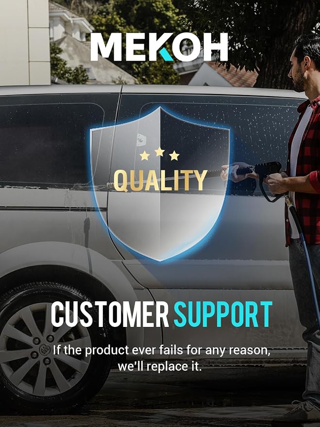 MEKOH 16.5'' 4-Wheel Lightweight Pressure Washer Surface Cleaner, 3600PSI | Universal Electric & Gas Driveway Power Washer Attachment for Patio Deck Paver Concrete Garage Cleaning, 1/4'' Quick-Connect