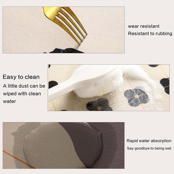 Dish Drying Mat, Coffee Bar Mats for Countertop, Cabinet Mats | Good water absorption, multiple pattern, anti-slip, easy to clean, coffee bar accessories, bathroom counters, durable