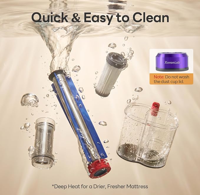 Mattress Vacuum Cleaner, 18000Pa Bed Vacuum Cleaner, 275nm UV-C Light & Ultrasonic 140°F Heat with High-Speed Deep Tapping, Versatile Handheld Vacuum for Bed, Sofa, Couch, Crib（Corded）