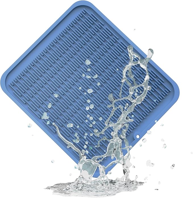 ZLR Heavy-Duty Silicone Dish Drying Mat (16" x 18" / 401 x 455mm) - XL Family-Size Thick 4mm Drainboard for Pots, Pans & Heavy Cookware - Oversized Trivet & Counter Protector, Non-Slip (Lichen Blue)