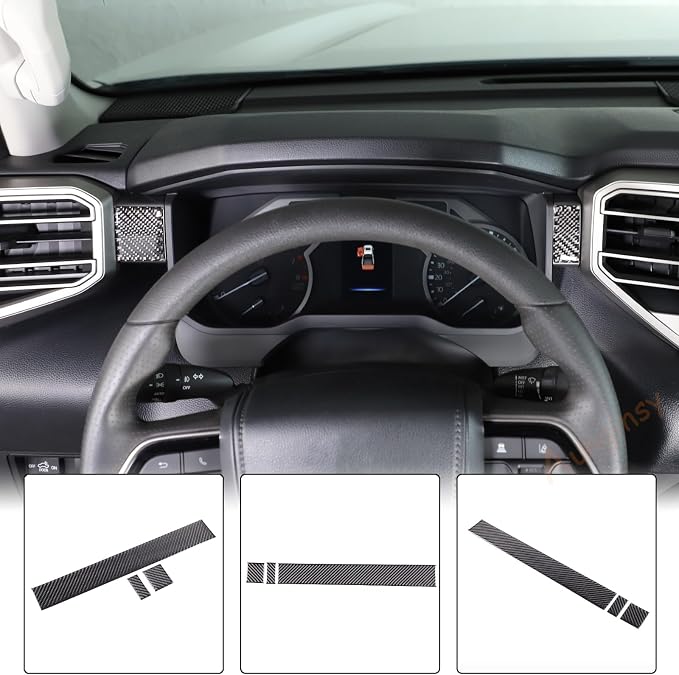 Carbon Fiber Center Control Panel Dashboard Strips Trim Sticker Fit Toyot@a Tundra/Sequoia 2022-2024 Center Console Molding Panel Cover Dashboard Central Control Strip Interior Decorative Accessories