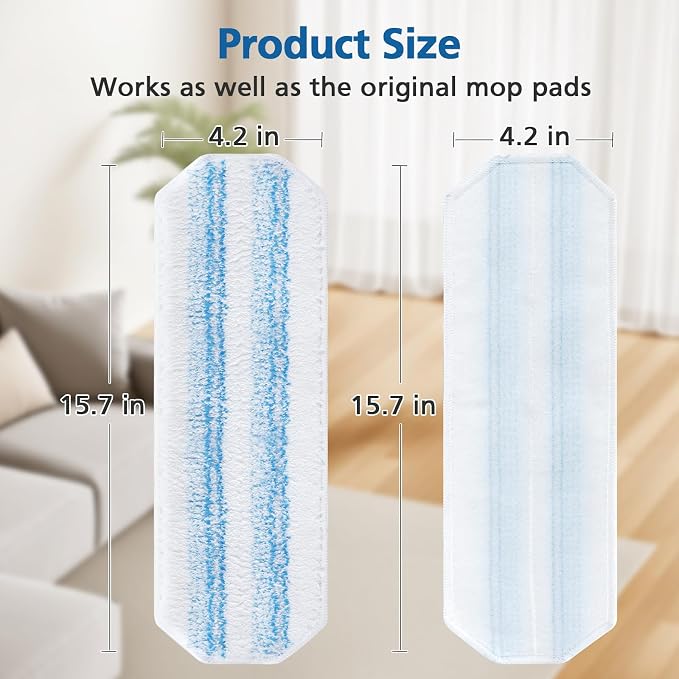 15 Pack H2prO Mop Pads Compatible with O Ceda H2PrO Flat Mop System | 100% Microfiber Mop Head Replacements, Washable and Reusable for H2prO Mop Refills, White