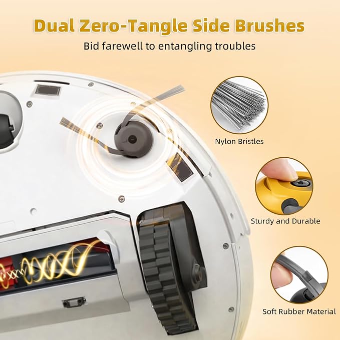 24 Pack Replacement Accessories for Roborock Qrevo Curv 2 Flow Robot Vacuum | 2 Pairs Main Brushes 2 Roller Mops 4 HEPA Filters 6 Side Brushes 6 Dust Bags 1 Cleaning Brush 1 Screwdriver
