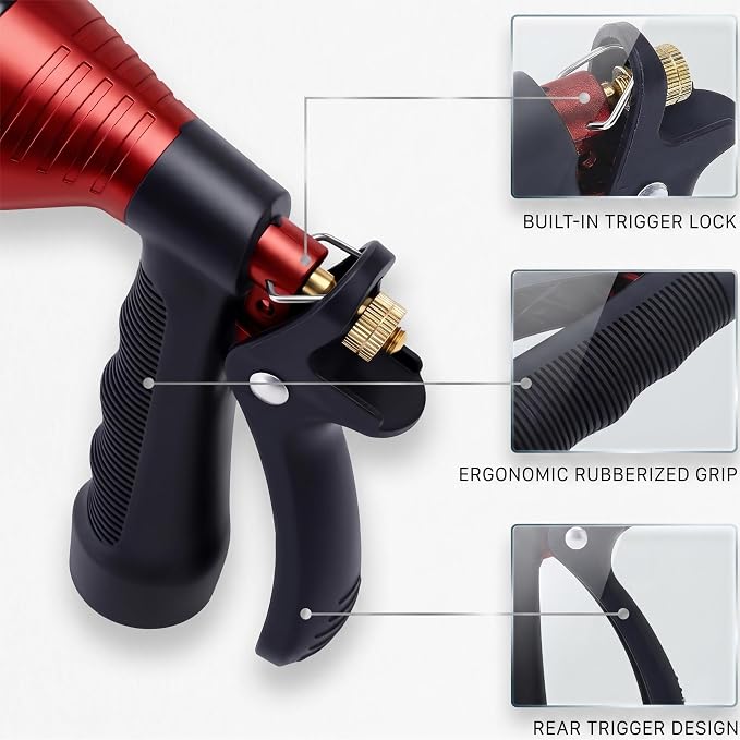 GREEN MOUNT Water Hose Nozzle Spray Nozzle, Metal Garden Hose Nozzle with Adjustable Spray Patterns, Perfect for Watering Plants, Washing Cars and Showering Dogs & Pets