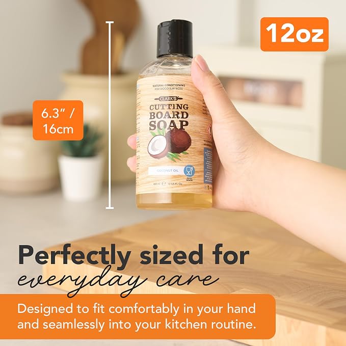 CLARK'S Cutting Board Refined Coconut Soap - Plant Based Food Safe Castile Soap For Countertops Butcher Blocks Bamboo And Utensils - Cleans And Restores Wood - Use Before Food Grade Mineral Oil
